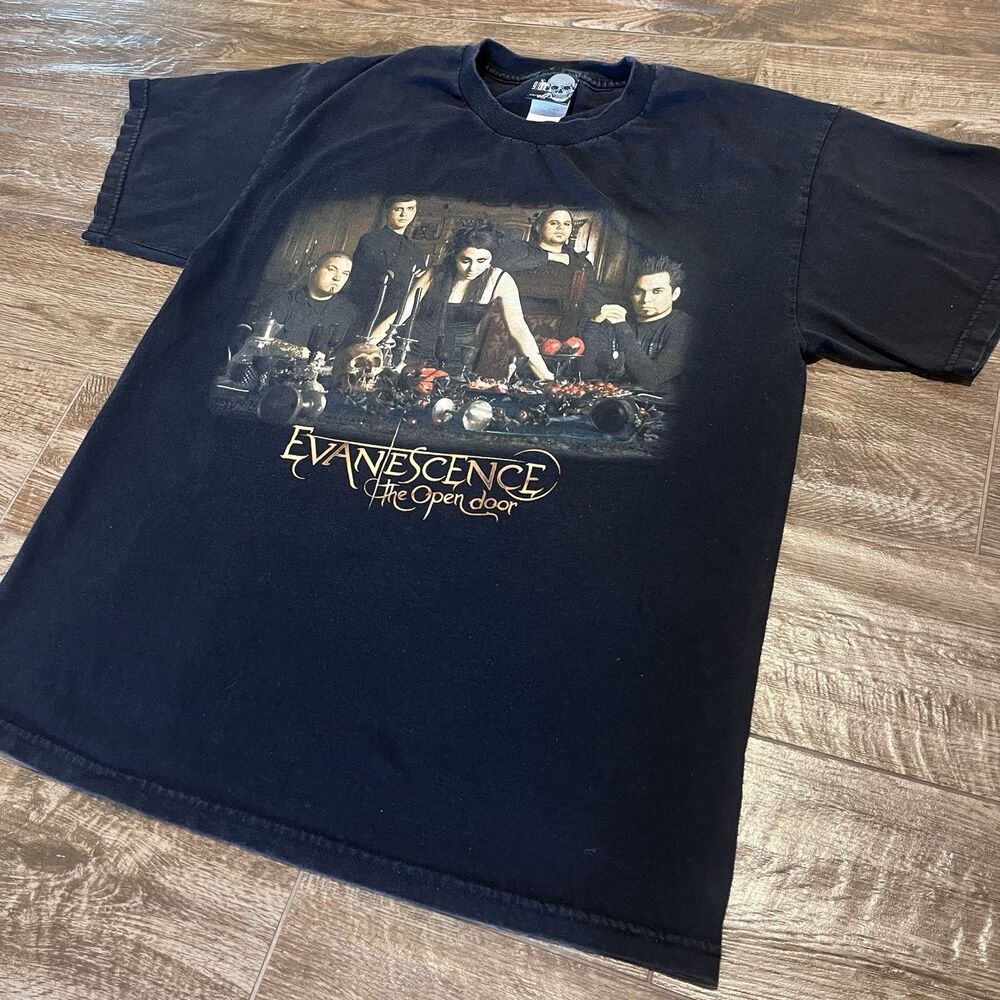 Evanescence Vintage The Open Door Concert Tour Tee Large Made in USA Faded Black